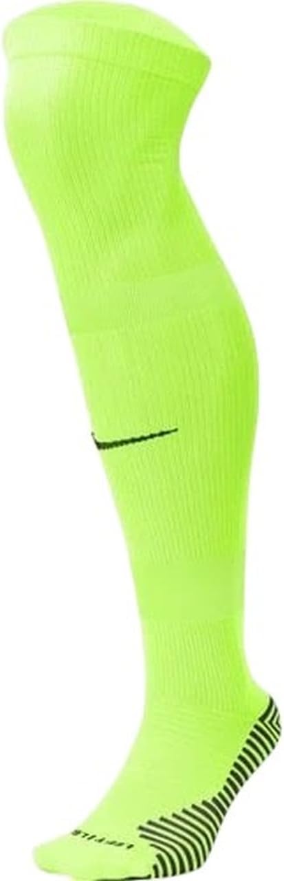 Nike Unisex Matchfit Knee-High Soccer (Futbol)/Football Socks, Neon Volt/Black, (Large) Men's 8-12 / Women's 10-13, CV1956-702, Polyester Cotton Spandex, HiVis, High Visibility
