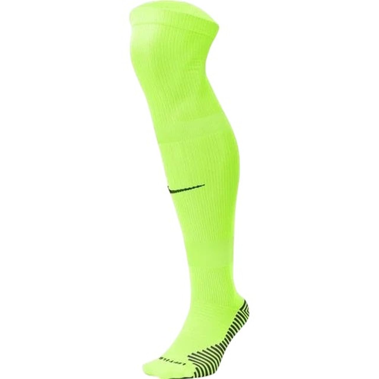 Nike Unisex Matchfit Knee-High Soccer (Futbol)/Football Socks, Neon Volt/Black, (Large) Men's 8-12 / Women's 10-13, CV1956-702, Polyester Cotton