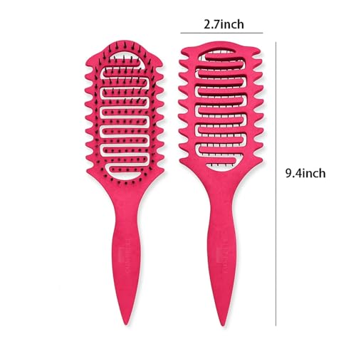 Image of Combelle Curl Defining Brush - 24 cm Vented Detangling & Volumizing Hair Brush for Curly Hair - Vegan Boar Bristles, Ergonomic Handle, Reduces Frizz & Defines Curls (Pink)