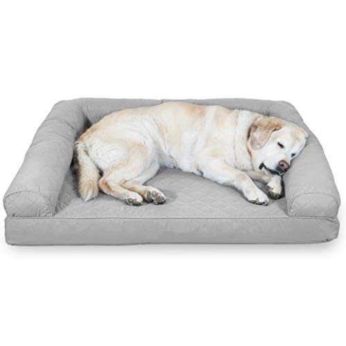 Furhaven Pet Dog Bed | Cooling Gel Memory Foam Quilted Traditional Sofa-Style Living