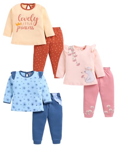 Image of LuvLap Baby Girls Regular Fit 100% Cotton Half Sleeves Girls Top CoSet Pack of 3