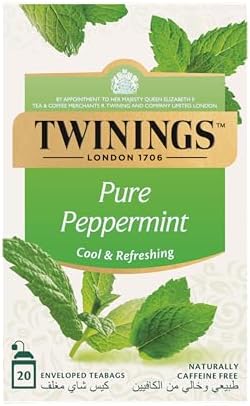 Twinings Pure Tea, Luxury Tea, Made with All Natural Ingredients, Naturally Caffeine Free, 20 Tea Bags - Peppermint