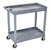 Luxor/H.Wilson EC11-G High Capacity Two Shelf Tub Cart, 4" Heavy Duty Casters, 18" Length, 34.25" Height, 35.25" Wide, Clear