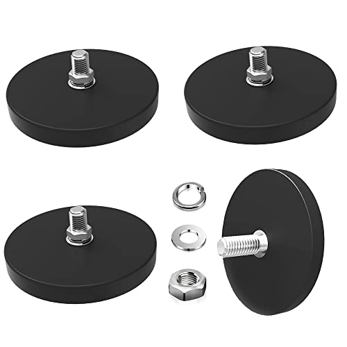 Liftsun 65lbs Rubber Coated Super Strong Rare Earth Magnets,Anti-Scratch Strong Mounting Magnets,Magnet Base with M8 Male Threaded Stud, Strong Magnet Mounting Base for Light Bars Mirror Camera Tool