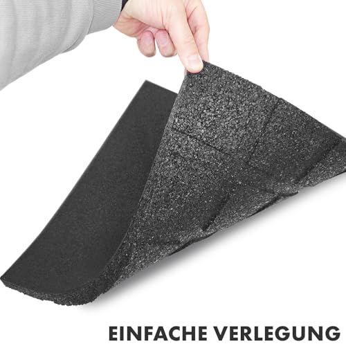 Floordirekt Universelle Schutzmatte, Fallschutzmatte - 50 x 50 x 2,5 cm, Schwarz - wetterfeste Bodenschutzmatte, Gummimatte mit Drainage
