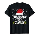 Pharmacy Tech Claus Christmas Lights Pajama Family Matching T-Shirt