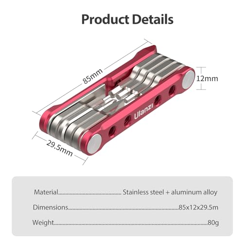 ULANZI 9 in 1 Faltbarer Werkzeugsatz mit Schraubendreher und Schraubenschlüssel, Kamera Tool Set für Fotografen und Videofilmer, Universal Screwdriver Tool Set, Edelstahl + Aluminiumlegierung