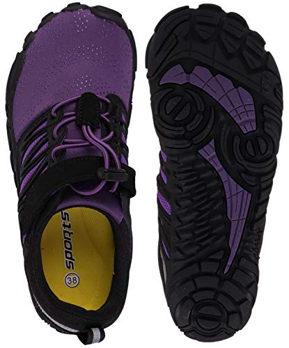 Joomra Womens Barefoot Road Running Shoes for Ladies Size 7.5-8 Wide Minimalist Camping Zero Drop Walking Arch Support Gym Antislip Hiking Climbing Footwear Purple 38 - Thumbnail 6
