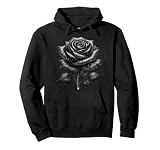 Black Rose with Silver Sparkes Pullover Hoodie