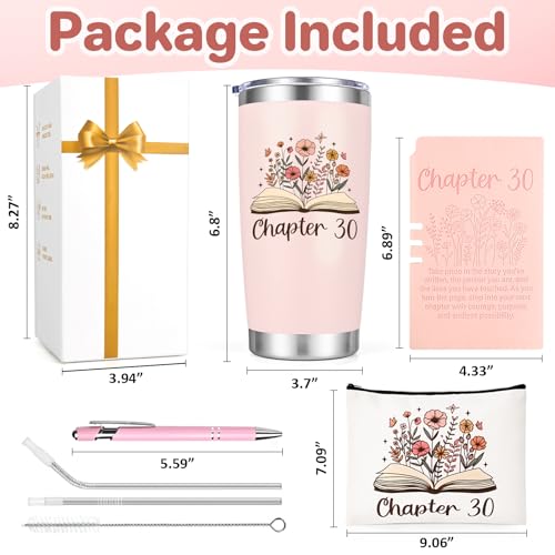 Qtencas 30th Birthday Gifts for Women, Chapter 30 20oz Insulated Tumbler with Lid & Straw, Makeup Bag, Notebook and Ballpoint Pen, 30 Year Old Birthday Gifts for Sister Friends Wife Aunt Daughter by Qtencas - Used condition - Image 8