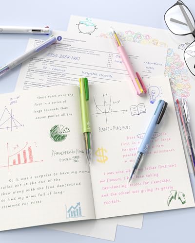 Four Candies Multicolor Pens, 4-in-1 Colored Ballpoint Pen, 0.5mm Quick Dry Black Ink Pens Fine Point Smooth Writing Pens, Cute Nurse Pens for Work, 18 Colors, 6PCS image 2