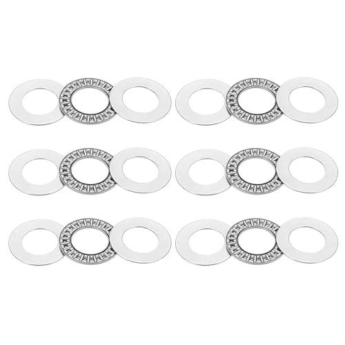 PATIKIL AXK2035 Thrust Needle Roller Bearings 20x35x4mm, 6 Pcs Chromium Steel Needle Roller Thrust Bearing with Washers for Conveyor Systems Machine Tools, Silver