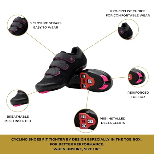 Tommaso Pista 100 Peloton Shoes for Women, Indoor Cycling Shoes for Women with Delta Cleats, Peloton Bike Accessories—Ventilated with XD Knit Fabric—Pink—Size 8US—39EU
