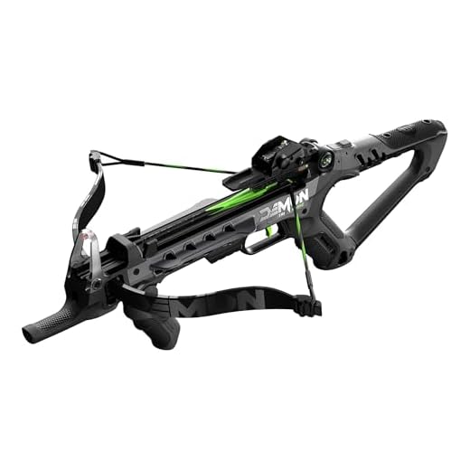 Barnett Demun Tri-Strike Mini arbalète – Pistolet arbalète compact à action basculante, chargeur à 3 coups, armement manuel, poignée avant rabattable, viseurs de précision – 180 fps, carreaux de 17,8