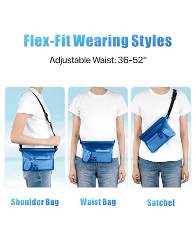 Image of F-color Waterproof Fanny Pack - Waterproof Pouch, Beach Cruise Essentials | Adjustable Waist Strap, Triple Zipper Roll-Top Dry Bag for Phone, Keep Passport Valuables Dry for Beach Kayaking Boating
