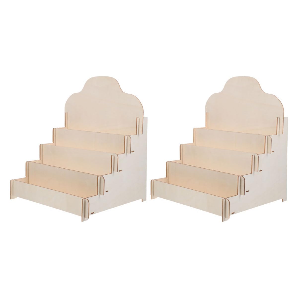 Homoyoyo Présentoir en Bois à Étages pour Cartes de Vœux et Posters Beige, Organiseur Élégant à Structure Multi-Niveaux pour Comptoirs de Vendeurs, Lot de 2