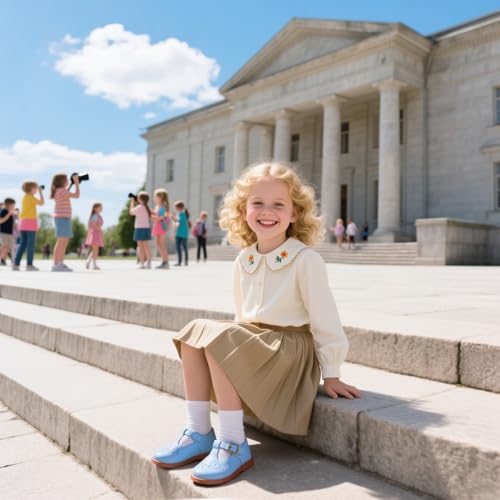 Image of GINFIVE Toddler Girls Dress Shoes Little Kids Flats School Mary Janes Shoes