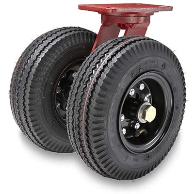 Hamilton Pneumatic Dual-Wheel Rigid Part# S-7210-PR Caster with 10" Pneumatic Air-Filled Tire with 3/4" Straight Roller Bearing - 960 Lbs Capacity - USA Made