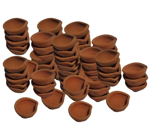 Decor Deals Natural Clay Traditional Diwali Ke Diye | Earthen Clay Diya | Mitti Ka Diva | Diyas for Pooja | Deepawali Festival & Temple Pooja Dia | (Set of 21)