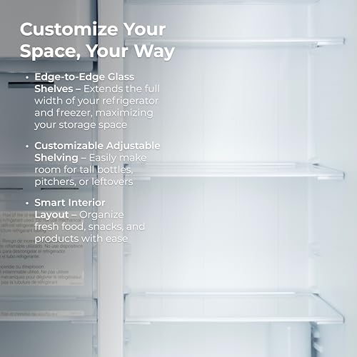 Kenmore 36" Side-by-Side Refrigerator with Freezer - Accela Chill, Water & Ice Dispenser, Adjustable Glass Shelves, ENERGY STAR Certified, 20 cu. ft. Capacity - Fingerprint Resistant Stainless Steel - Image 5