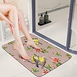 WINTYE Bath Rugs Cute Songbirds Spring Doormats Stone Diatomaceous Earth Rug Non-Slip Valentines Rose Flower Bathroom Mat Washable Absorbent Mud Floor Mats for Indoor and Outdoor 15.7'x23.6'