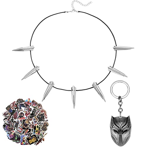 Zaky Juego de 22 piezas de collar elegante para Black Panther Cosplay joyería máscara llavero...