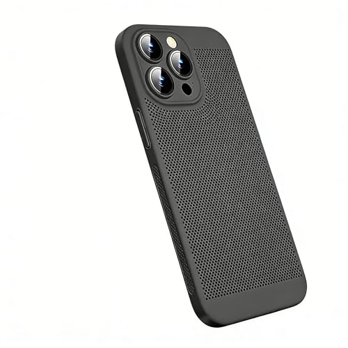 iPhone 17 Pro Max 16 Pro Max �P�[�X ���M�� �X���� ���^ �J�o�[ �����̒ʋC������ �y�� ���K �^�b�` (iPhone 13�p) �u���b�N