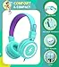 Kid Headphones for School, USB Type C Kids Headphone with LED Lights, Wired Boys Girls Headphones with Safe Limiter 85dB/94dB, Foldable On Ear Headphones with Microphones for School/iPad, Green