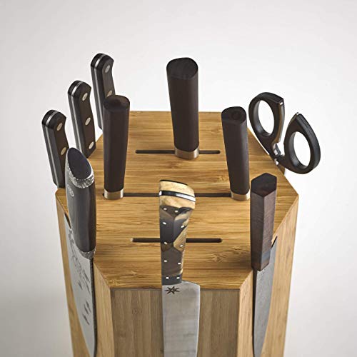 360Kb Max ™ - Magnetic Rotating Knife Block - W/Top Slots, Capaciy For 20+ Knives - Largest In The 360 Knife Block ® Family. (Honey Bamboo) #TOP2