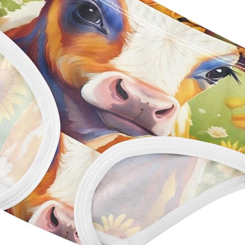 Toddler Underwear Custom 2t Cotton Girl Panties Cute Fun Print Underpants Briefs Cute Cow Floral Sunflower Daisies4