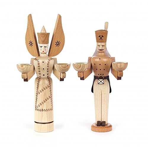 Dregeno Erzgebirge - Engel getupft und Bergmann natur - 24cm