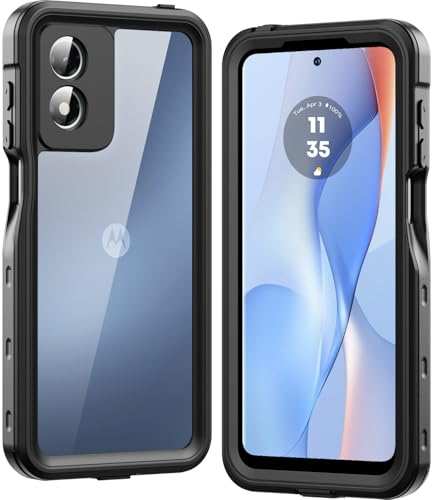 LOVE BEIDI for Moto G Play 2024 Case Waterproof, Shockproof, Dustproof Phone Cover with Screen Protector - Black