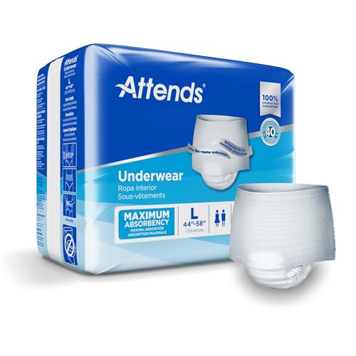 Attends Adult Absorbent Underwear, Large [72 Count] - Maximum Absorbency for Men and Women - Disposable Pull-On Diapers with Tear-Away Sides and Breathable Waistband - AP0730