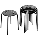 Yaheetech Portable Plastic Stack Stools Flexible Backless Classroom Seating,17.3inches Height, Black