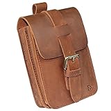 DK86 Men's Leather Belt Pouch Waist Bag Fanny Pack, with Belt Loop and Hook (Brown C)