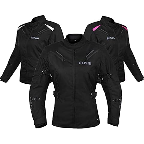 ALPHA CYCLE GEAR ALL SEASON WOMEN MOTORCYCLE JACKET WATERPROOF RIDING WITH CE ARMOUR (BLACK, 2X-LARGE) Cover