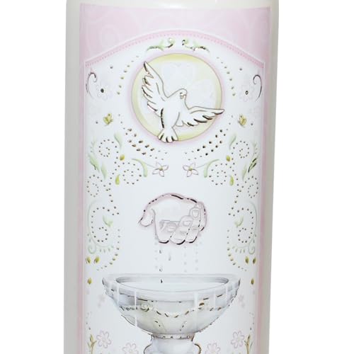 Pillar Candle for Baptism of Your Baby Girl in Organza Bag Keepsake Gift - 2527, Pink, 6 cm - Image 2