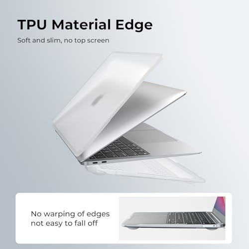 Image of BlueSwan Anti-Cracking Case for MacBook Air 13 inch, M1 Chip 2020-2018 A2337 A2179 A1932, Drop Protection Soft TPU Bumper PC Base for Air 13.3 inch, Frosted White