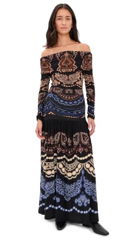 FARM Rio Women's Nicole Black Long Sleeve Maxi Dress, Nicole Black, S