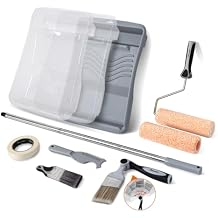 ROLLINGDOG 9 Inch Paint Rollers Kit With Extension Pole-9" Paint Rollers, Extendable Paint Brush, Paint Tray with Liners, Paint Roller Cleaner and Masking Tape for Wall Ceiling House Painting11 PC