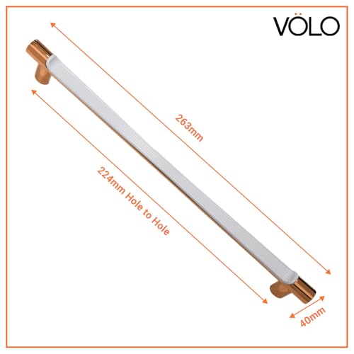 Image of VOLO Wardrobe Cabinet Handle - Sleek Pull Handle for Drawers, Wardrobes, Sliding Doors, and Cabinets in Kitchen, Bedroom, and Office (R-241) (1, Rose Gold, 224MM (10 Inch))