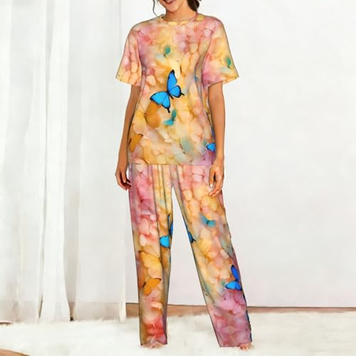 Ensemble de pyjama doux imprimé papillon nuit détente