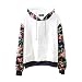 Mebarra Women Thick Warm Floral Printed Long Sleeve Hooded Pullover Sweatshirt (White)