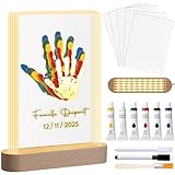 Fiada Familien Handabdruck Set 5 Personen LED Nachtlicht Fotorahmen Familienabdrücke Handabdruck und Fußabdruck Set Bilderrahmen Geschenke für Muttertag Vatertag Paare Familie