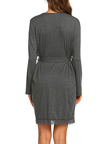 Ekouaer Womens Robes Soft Maternity Nursing Robe Causal Knit Labor Delivery Bathrobe Knee Length Pregnancy Sleepwear #TOP4