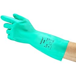Guantes De Seguridad Nitrilo Ansell AlphaTec 37-675 Guantes de Nitrilo Profesionales, Alta Protección Química y Resistencia a la Abrasión, Seguridad Alimentaria y Industrial, Reutilizables, Verde, Talla XS (12 Pares)