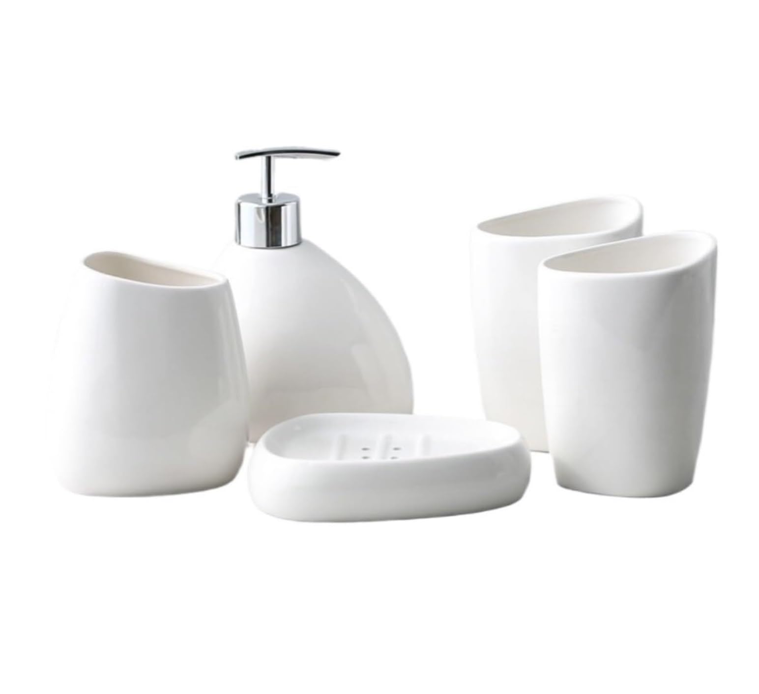 Juego de Accesorios baño Kit Juego De 5 Piezas De Cerámica para Baño, Juego De Baño De Estilo Simple Europeo Blanco para Accesorios De Baño Conjunto baño Set para el baño