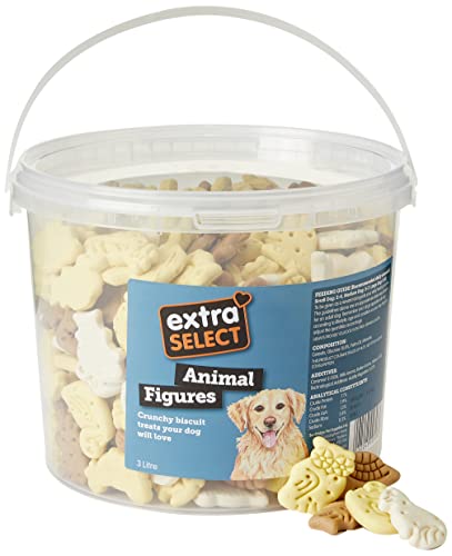 Extra Select 3 Colour Animal Figure Dog Treat Biscuits in a 3ltr Bucket (approx 420 biscuits)