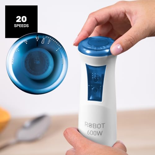 Miniatura 4 de Taurus - Batidora de mano Robot 600 Plus Inox, 600W de potencia, 20 velocidades y Turbo, Cuchilla de acero inoxidable, Turbo Rotation System, Ergonómico, Incluye accesorios, Azul y blanco