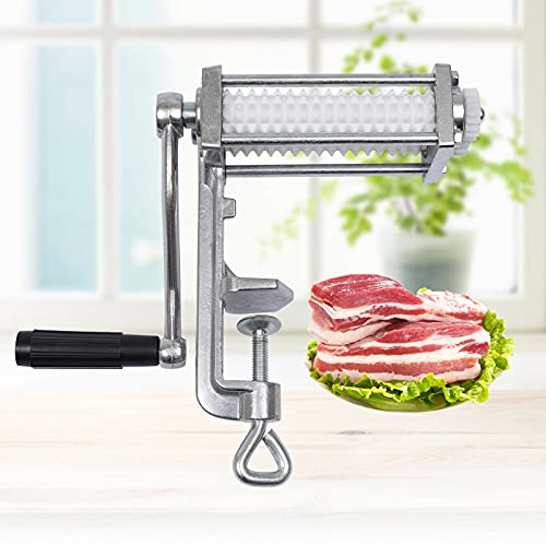 Commercial Meat Cuber Heavy Duty Steak Flatten Cuber Rolling Poultry Tenderizer Machine Clamp on Kitchen Tool (Sliver)